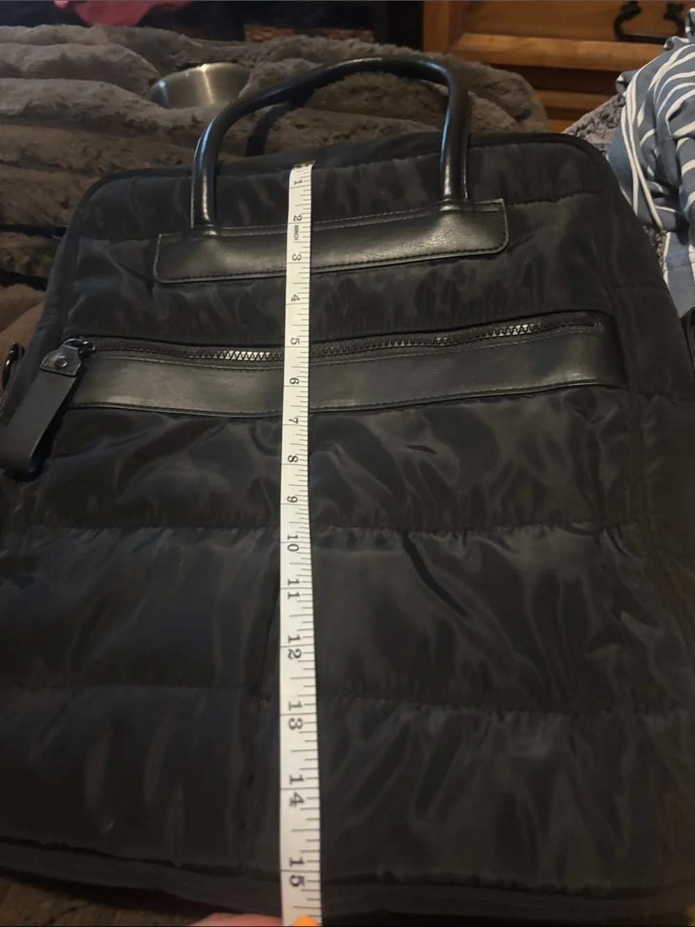 Mossimo Supply Co. Black Quilted Nylon Laptop Bag with Top Handles